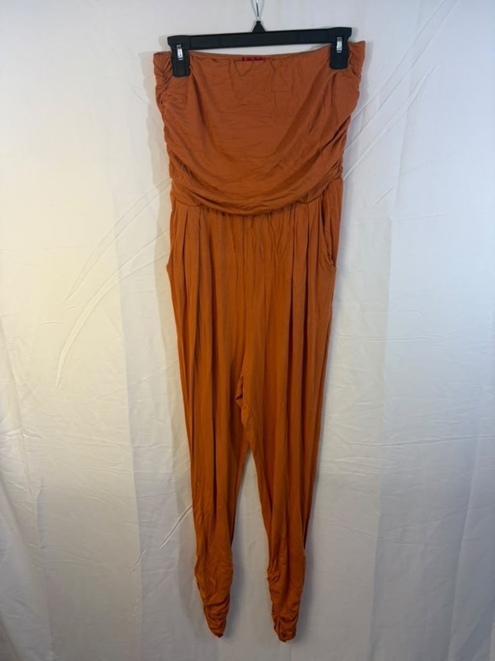 Hot Kiss Strapless Harem Jumpsuit - Rust Orange